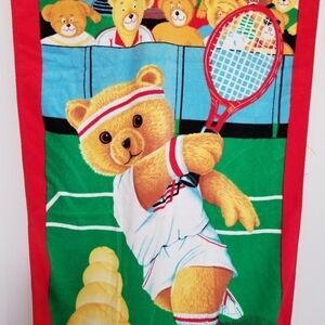 Vintage Tennis Teddy Bear Towel Court Racket Headband Ball Lee MacLeod Hilasal